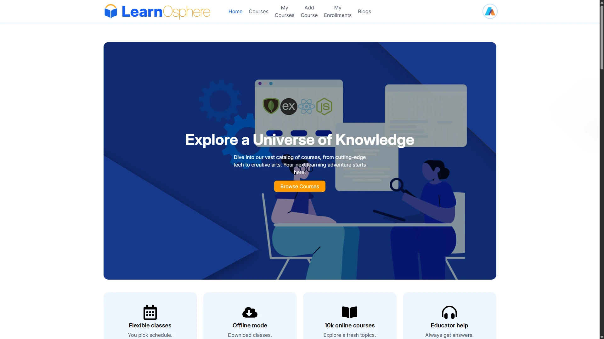 LearnOsphere (Full Stack Online Course Platform)